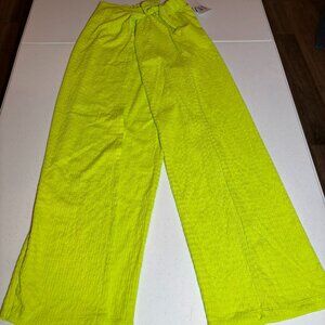 NWT Zara Wide Leg Lime Green Pants